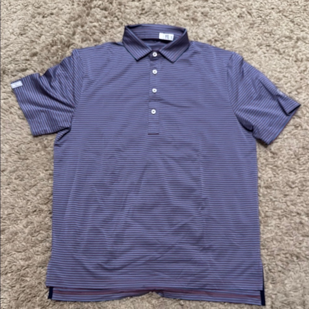 RLX Ralph Lauren Golf Men's Striped Polo Shirt - Blue Purple Large